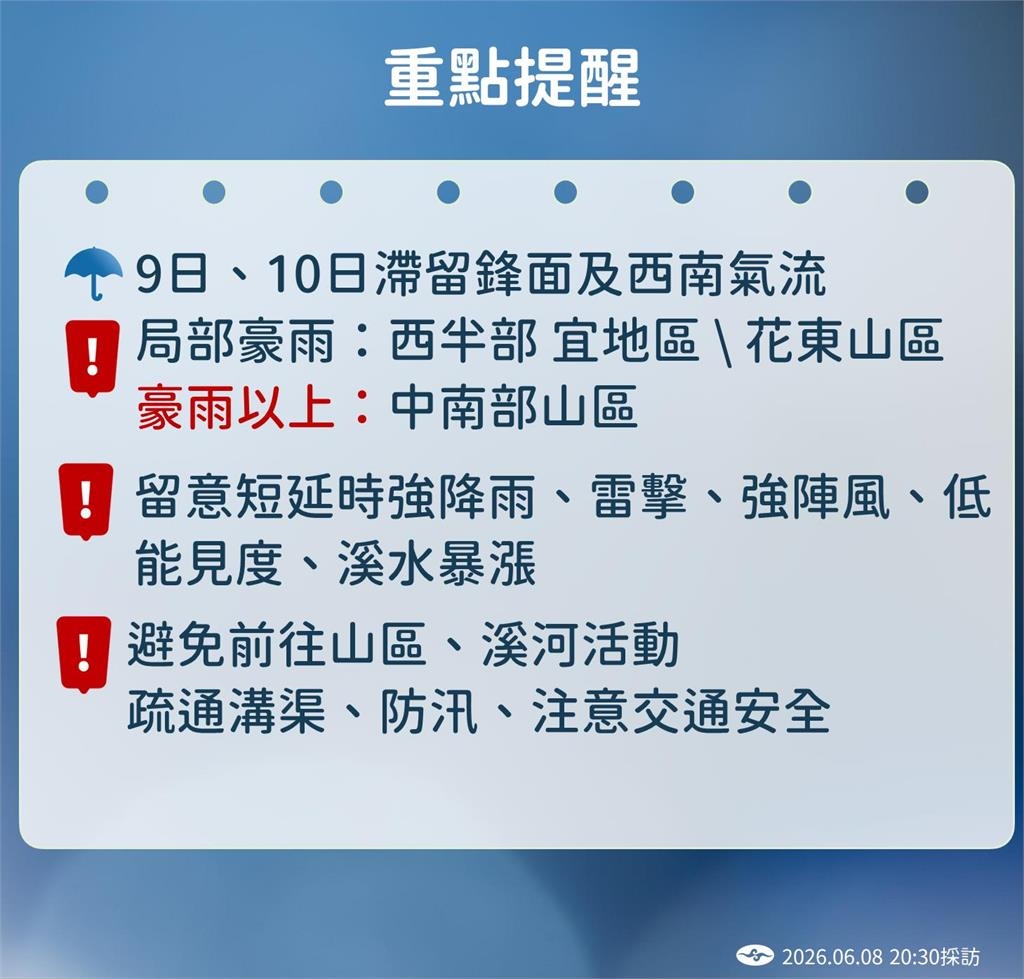 快新聞/明、後天雨彈再升級!氣象署示警:南部山區恐見「一片紫爆雨區」