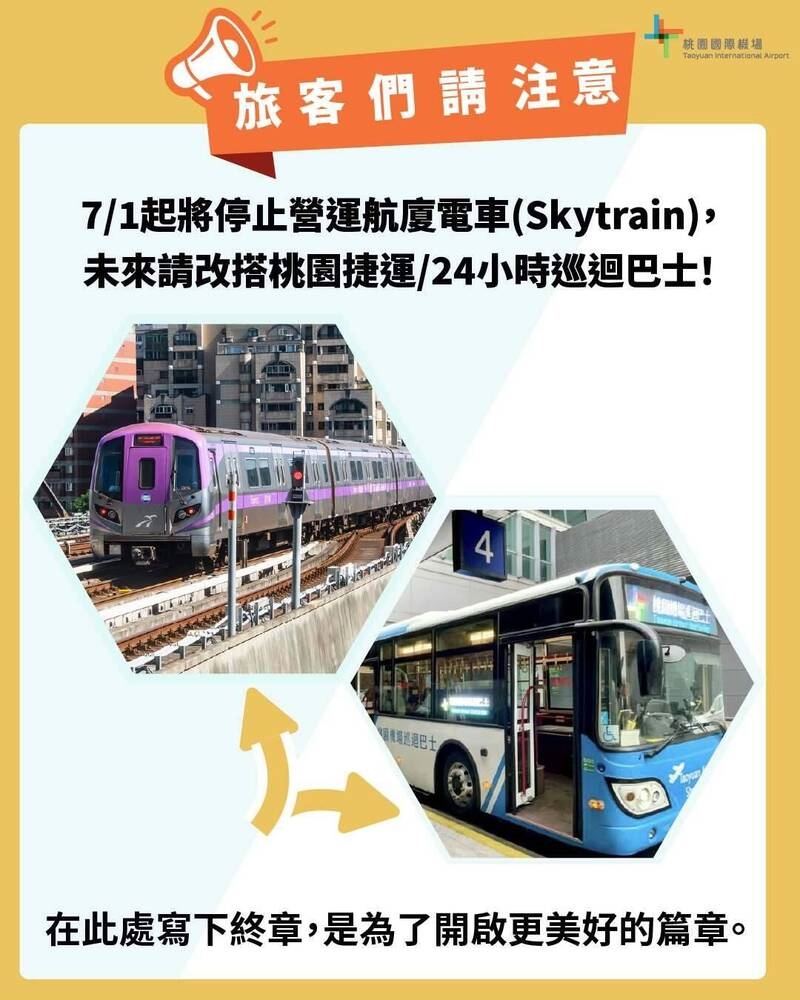 快新聞／旅客注意！桃機航廈電車「一原因」7/1起停止營運　傳不會復駛