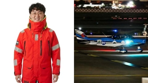 台灣之光落地家鄉!林睿哲「掛國旗」繞地球飛行一周 下機「吐6字」惹人熱淚