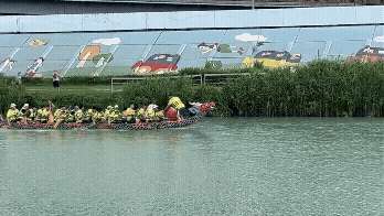 龍舟賽奪標手「雙腳懸空後翻」掉進水裡!鼓手秒轉身「代打」成功奪標