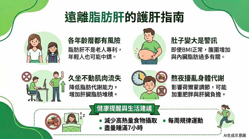 23歲「肚子大」確診中度脂肪肝　醫：肥胖、久坐、熬夜都是危險因子