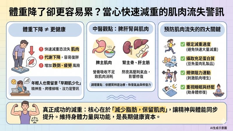 體重降了卻更容易累?中醫談快速減重與肌肉流失警訊