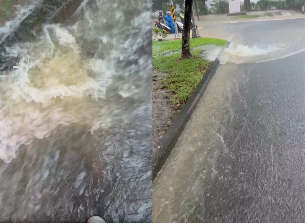 雨彈狂炸屏科「馬路慘變黃河」！騎士打滑「連人帶車摔飛」3秒驚險畫面曝光