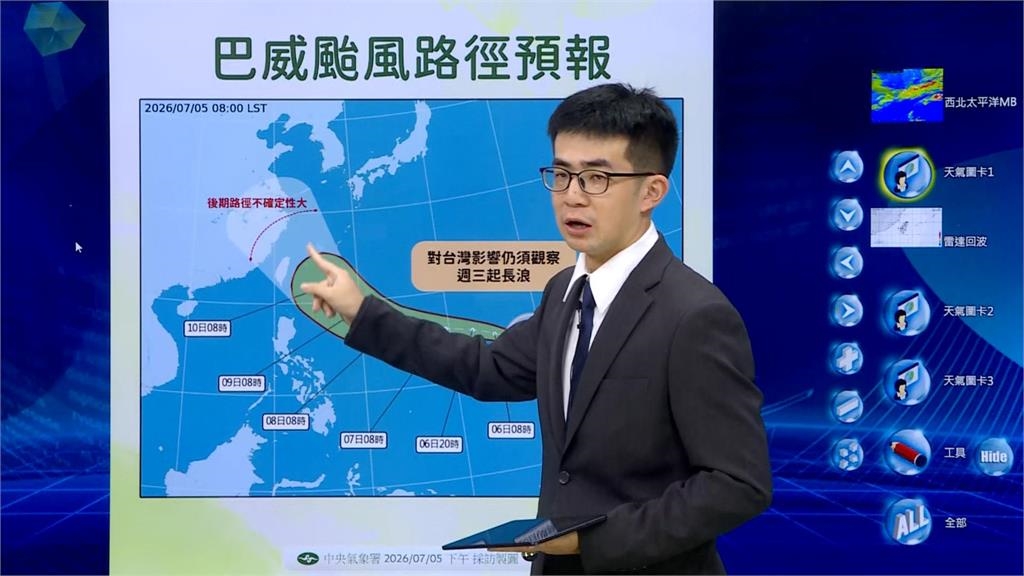 強颱巴威週五週六離台最近　北、東北部慎防豪雨