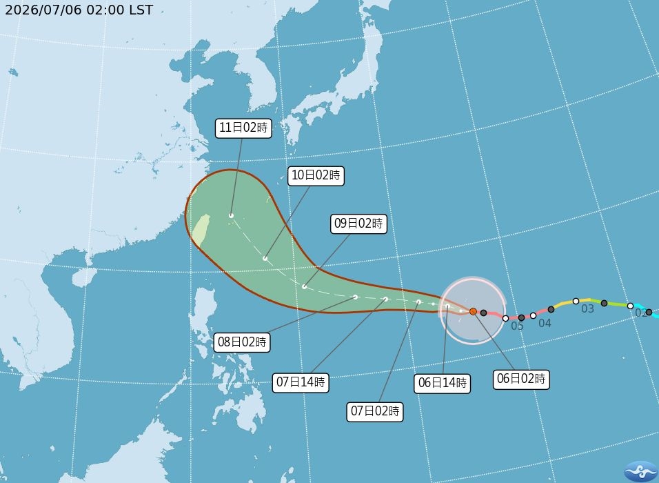 圖/最新颱風路徑潛勢預報圖。(氣象署)