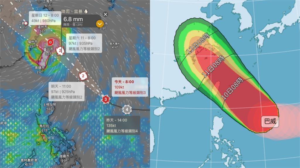 颱風巴威「擦邊OR直撞台灣」結果沒差?氣象粉專曝唯1差異:中央山脈是關鍵