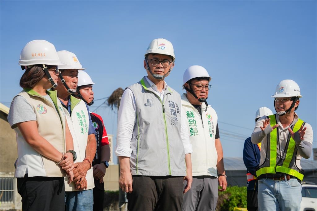 力抗颱風威脅!賴瑞隆視察鳳山八德滯洪池工程:用最充分準備守護市民安全