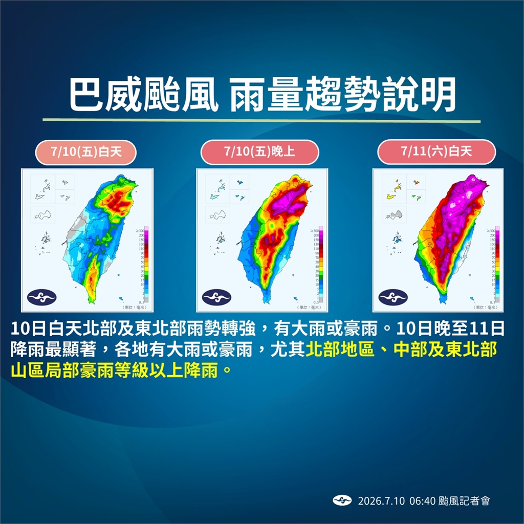 快新聞／中颱巴威逼近海陸警齊發！氣象署示警：北部總雨量恐飆破9百毫米