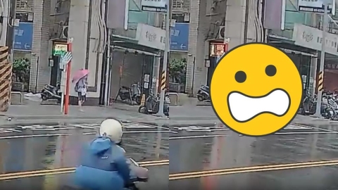 狂風猛推雨傘救命！土城婦等車被吹到倒退嚕⋯下秒「砰一聲」大片壁磚原地砸碎