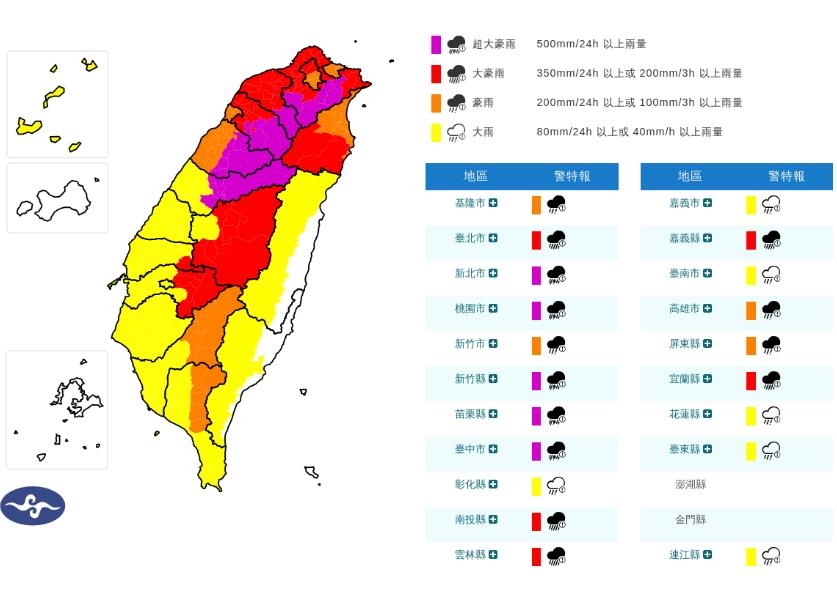 快新聞/中颱巴威襲台了!22縣市雨彈狂轟 新北等5地慎防超大豪雨
