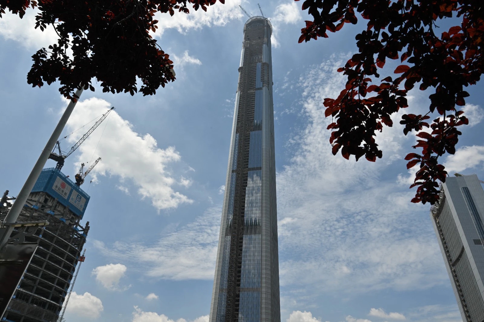2026年7月14日，在天津拍攝的仍在興建中的高銀金融117大廈照片。（法新社）