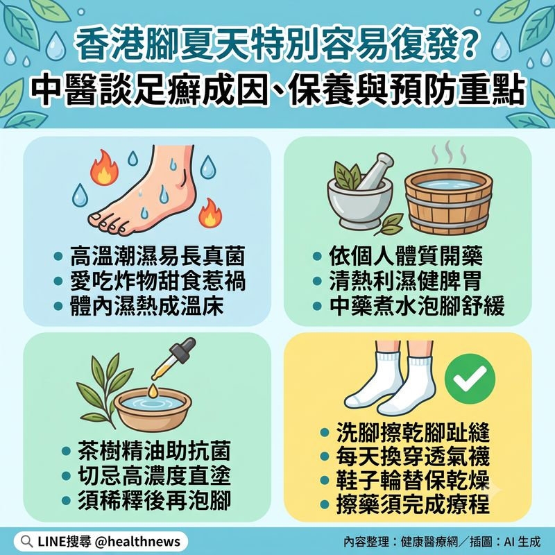 香港腳夏天特別容易復發？中醫談足癬成因、保養與預防重點