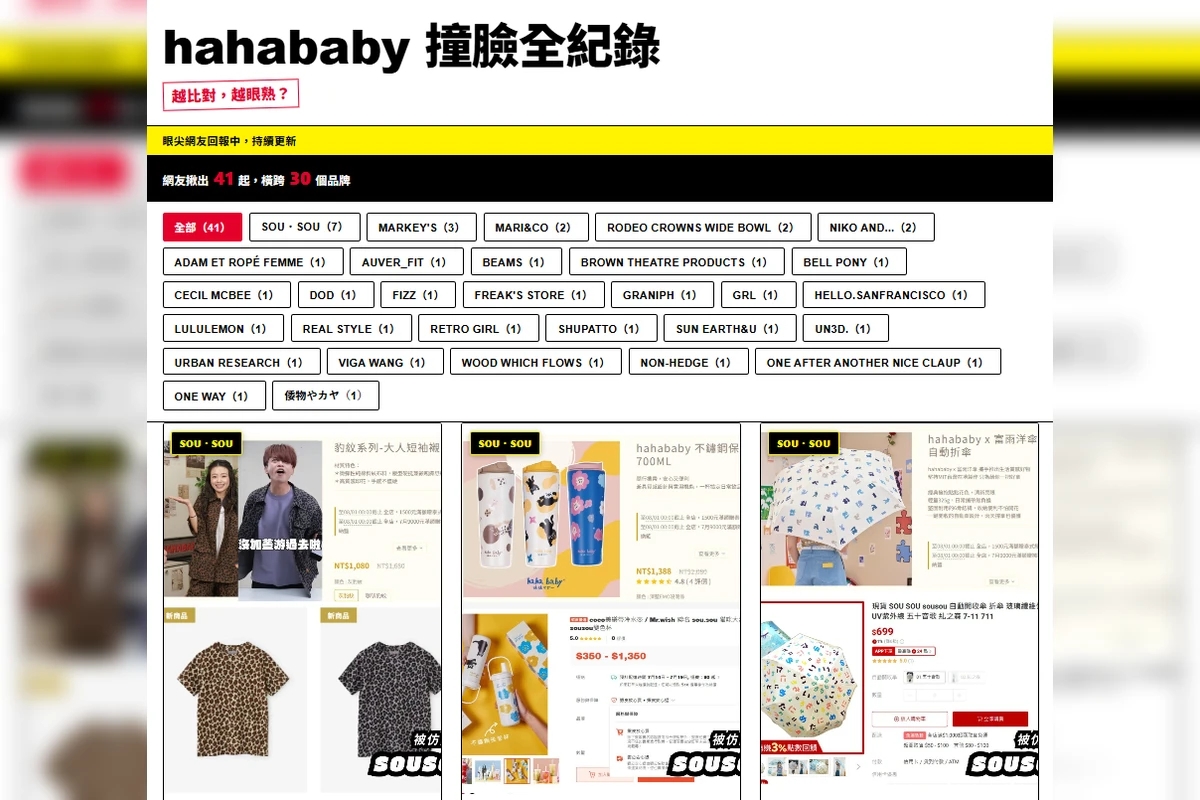 圖取自網友自製的「hahababy撞臉全紀錄」網頁。