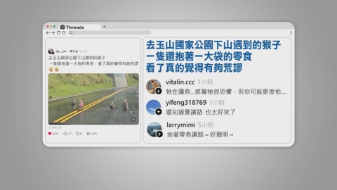 真山道猴子!台18公路「猴抱零食」當路霸 被叭心有不甘讓路了