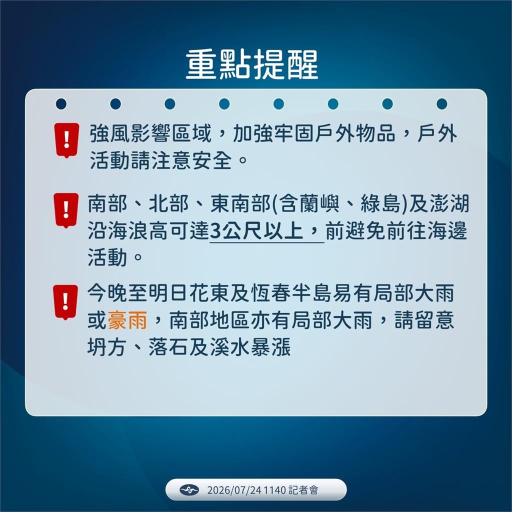 快新聞/颱風假穩了?「紅霞」持續增強長胖中 氣象署曝725最新天氣