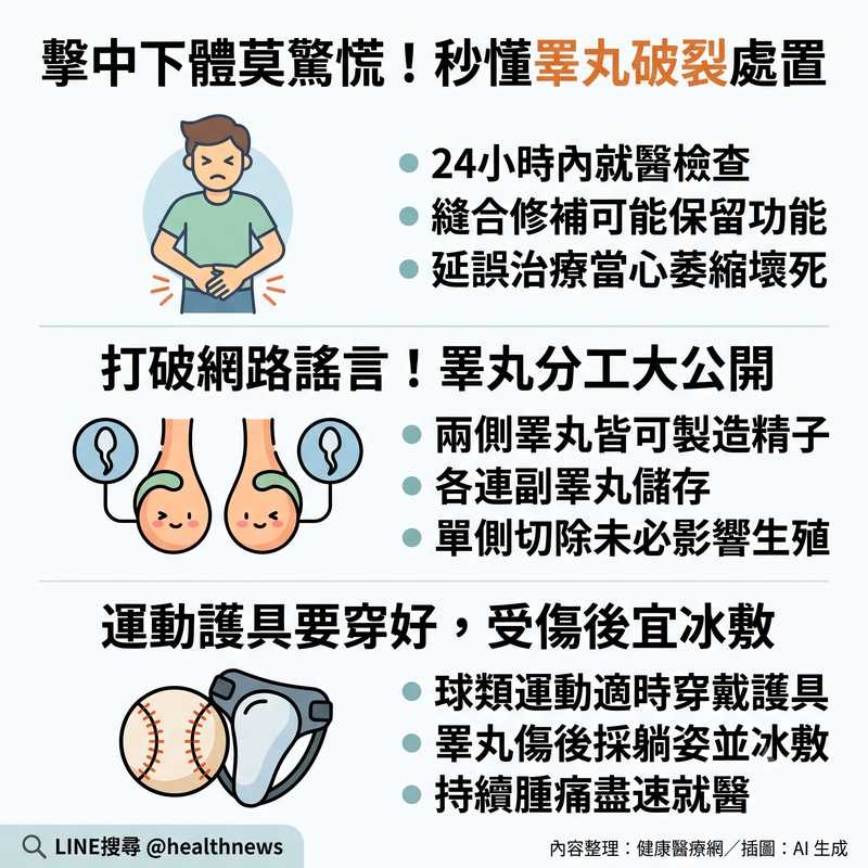 男性睪丸破裂不等於不孕!醫揭24小時搶救關鍵 破解2大迷思