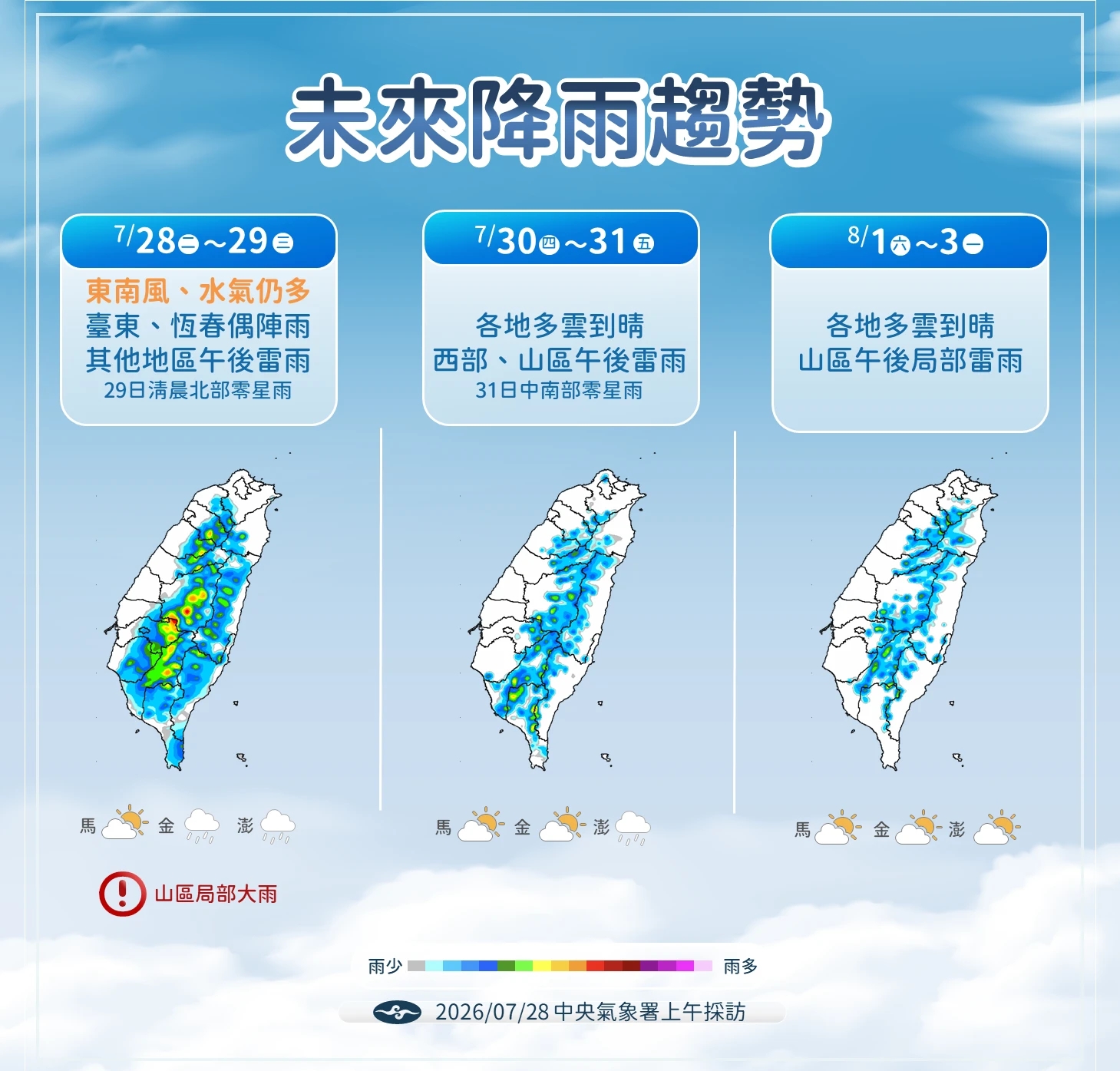 未來降雨趨勢。（氣象署提供）