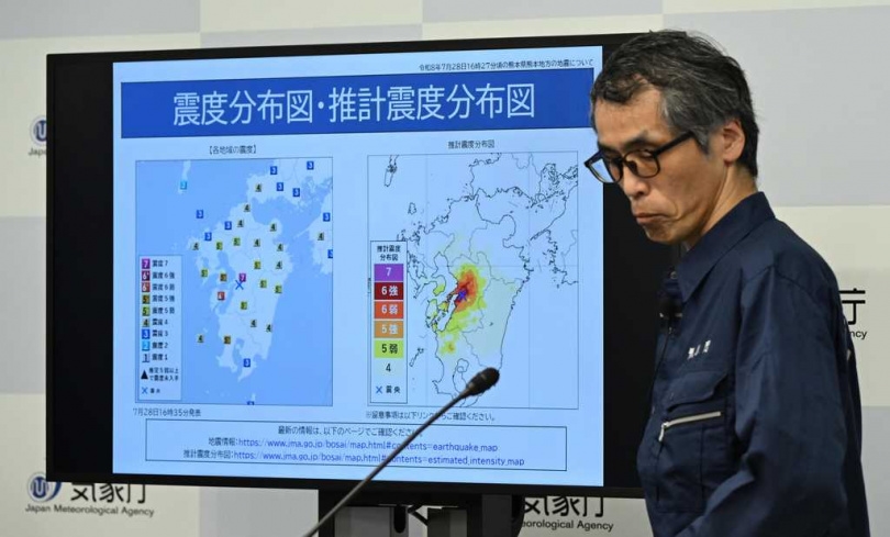 熊本7.1強震造成多地建物受損，日本氣象廳發布警示，提醒未來數日仍須防範震度7等級地震。