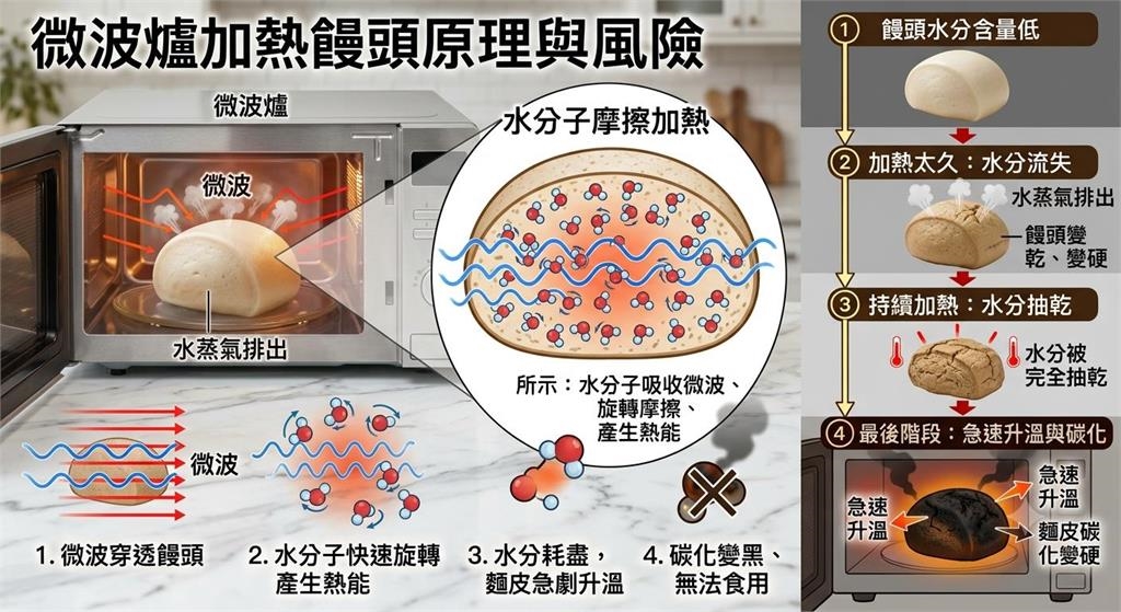 「冷凍饅頭」微波炸開竄濃煙 專家曝撇步