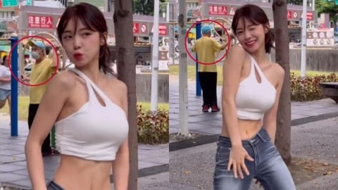 李多慧公園「中空跳辣舞」狂扭!後方阿伯「尬風火輪」1反應全網笑瘋