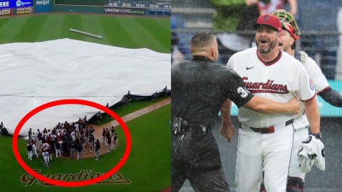 MLB(影)/板凳清空罕見因「蓋帆布」中斷!守護者、響尾蛇理論到一半被迫喊卡