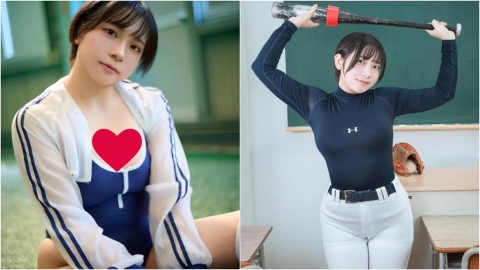 運動美女(影)/棒球女孩不藏了!捕手換裝「高叉泳衣+邪惡曲線」反差 網:想接球