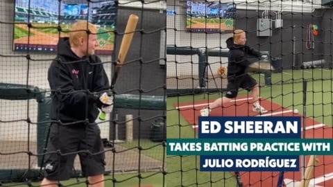 MLB(影)／英國巨星紅髮艾德懂棒球？打擊練習頻頻擊中球「餵球投手也很大咖」