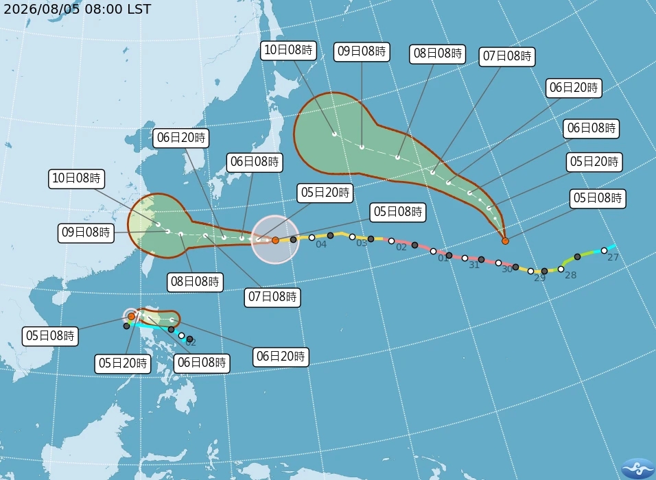 三颱鼎立。(氣象署提供)