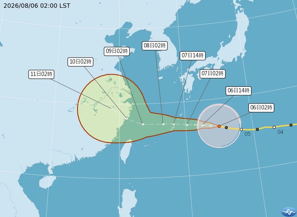 白海豚颱風預估路徑。(氣象署提供)