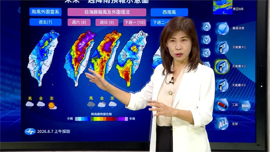 白海豚逼近14:30發海警 強陣風!北部山區防豪雨以上降雨