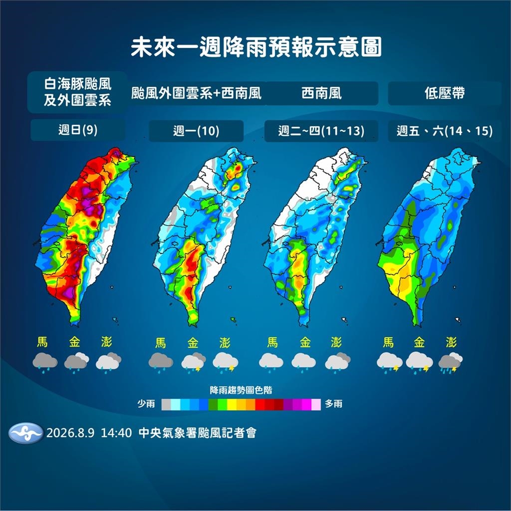 快新聞/白海豚逐漸遠離!晚間將登陸中國浙江 全台天氣依舊不穩定
