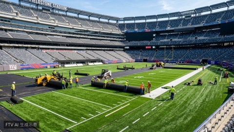 NFL愛國者熱身賽前 吉列體育場緊急更換全新人工草皮