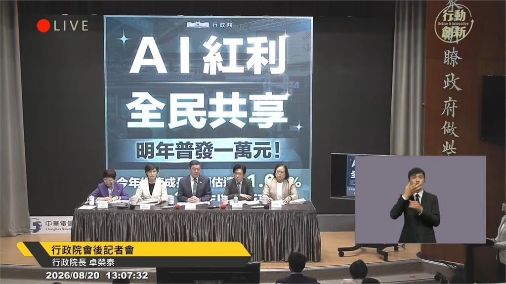 普發1萬加碼到2萬?卓揆:排擠到老農社福津貼絕對不行