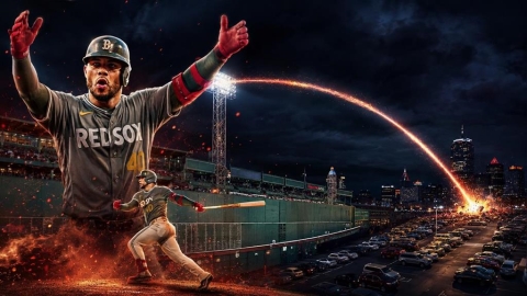 MLB(影)/球還沒飛出芬威就高舉雙手慶祝!康崔拉斯450英尺怪力砲打進停車場