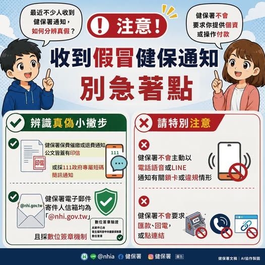 收到LINE通知「健保卡異常即刻停卡」?健保署提醒:小心被騙!