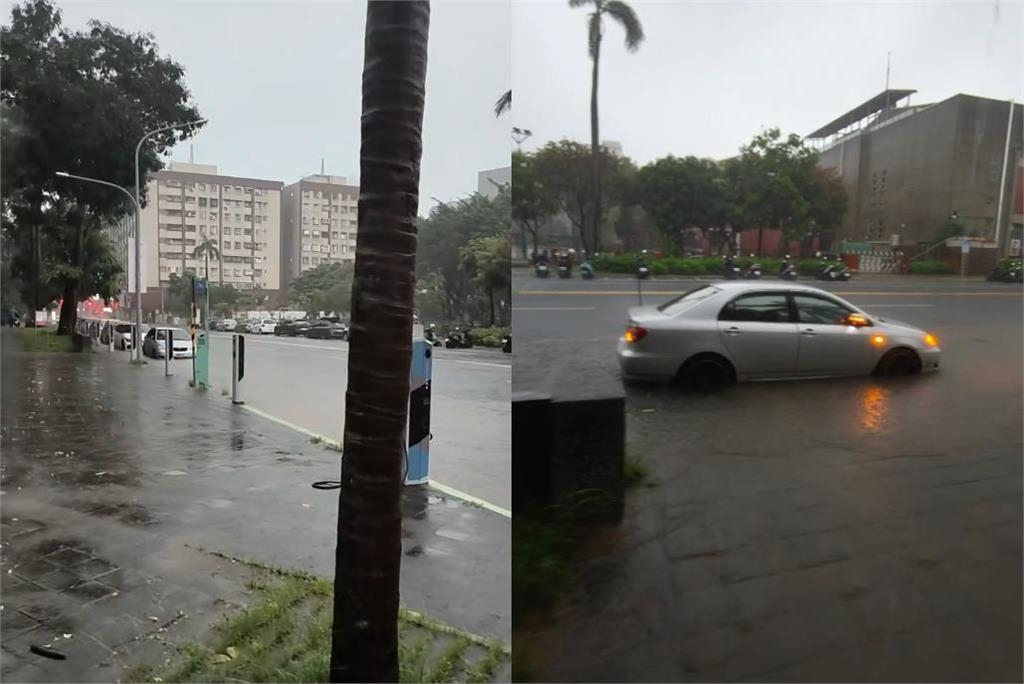 快新聞/南臺灣淹水警戒「現場畫面直擊」!高捷鹽埕埔站行人涉水而行 仁德交流道封閉