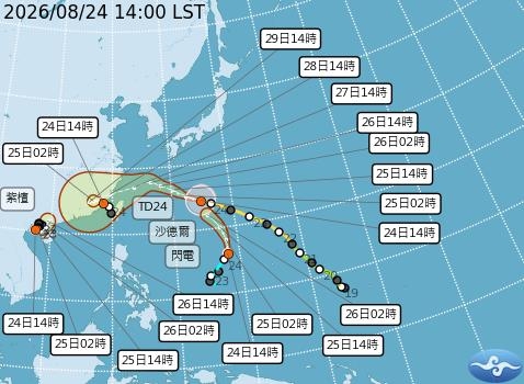 台灣遭包夾「頭頂一片全白」!專家曝「沙德爾強度巔峰」侵台登陸機率曝光