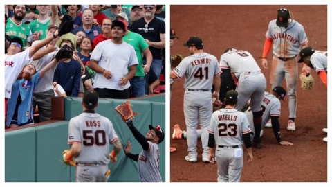 MLB(影)/意外事故超痛!球迷伸手接球竟害外野手腳踝扭傷痛苦倒地緊急退場