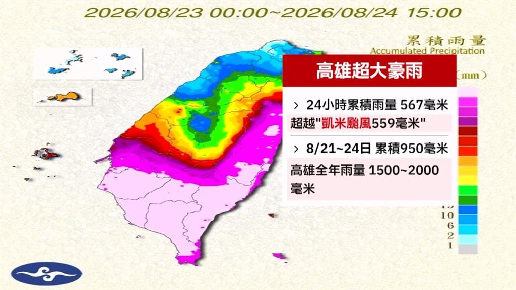 高雄三天狂下「全年一半雨量」! 多地淹水.路段坍方