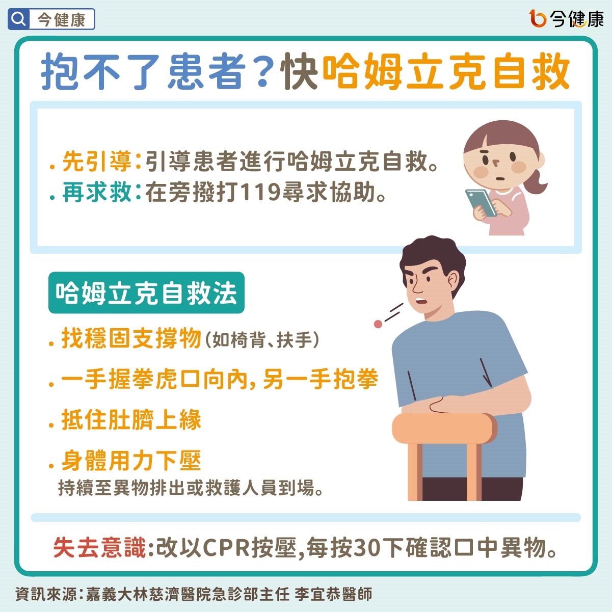 抱不了患者?快哈姆立克自救