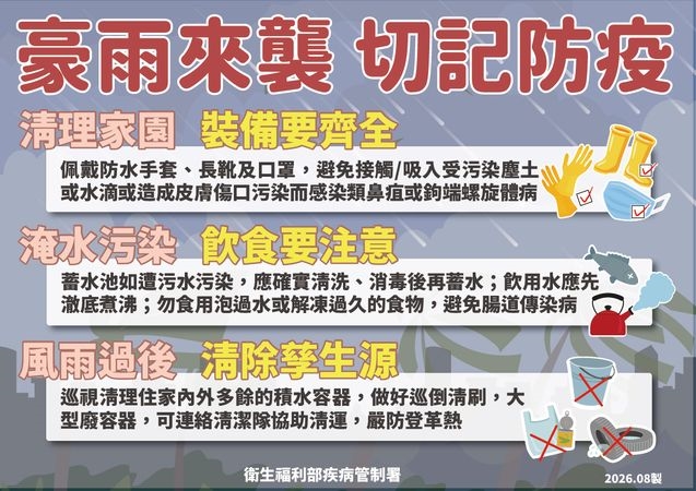 豪雨後清污泥小心感染!疾管署示警4類疾病 「防疫3步驟」必做