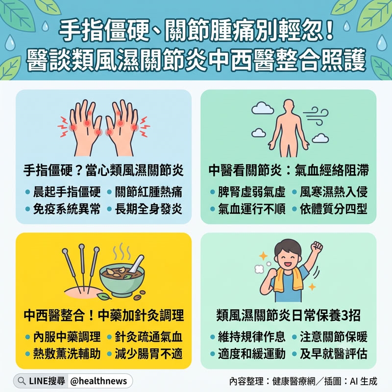 手指僵硬、關節腫痛別輕忽！醫談類風濕關節炎中西醫整合照護