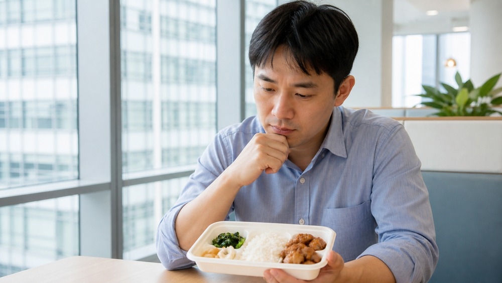 圖說:便當裡有一格配菜,不一定代表蔬菜吃得夠。外食族可以先從多加一份青菜、替換全穀主食與每天吃水果開始調整。