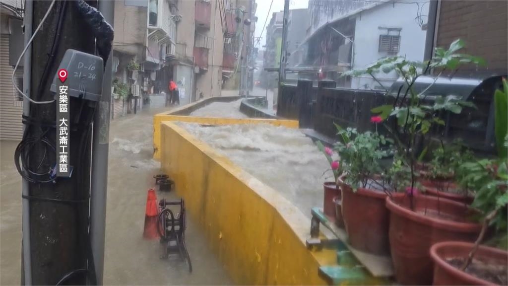 豪雨炸基隆！基金一路成泥河　大武崙溪暴漲溢堤