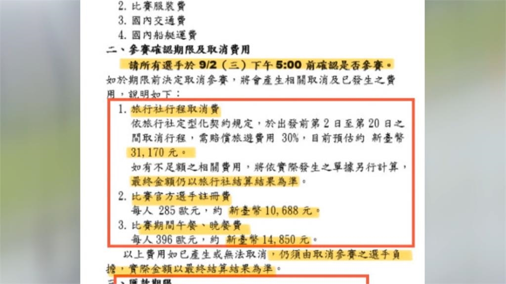 輕艇國手控出國參賽「被討十萬」 協會:從未承諾免自費
