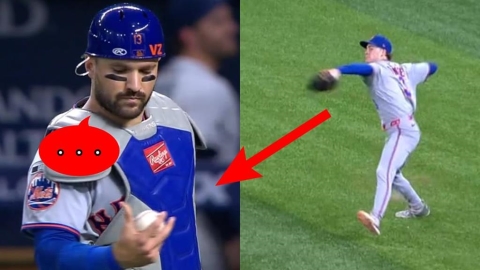 MLB(影)/不可能有這種事吧?大都會外野手回傳本壘竟打到「這根」三百萬人瘋看