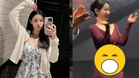 女星貼身洋裝出現「神祕凸出的一大包」!尷尬畫面雙手狂遮網炸鍋
