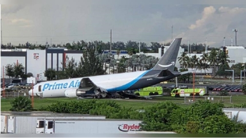 邁阿密機場爆飛安事故!亞馬遜貨機衝出跑道 撞多輛汽車起火釀5死5傷