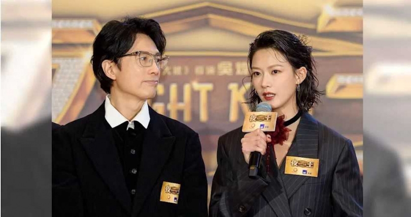 黃子華(左)與廖子妤拍攝電影《夜王》已經是第三次合作。(圖/華映娛樂提供)