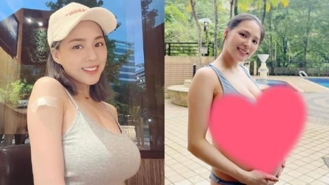 熊熊深V泳裝「猛料升級」包不住!挺7月孕肚「中路全開」辣翻網